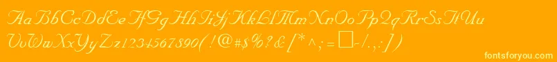 NiklasRegular-Schriftart – Gelbe Schriften auf orangefarbenem Hintergrund