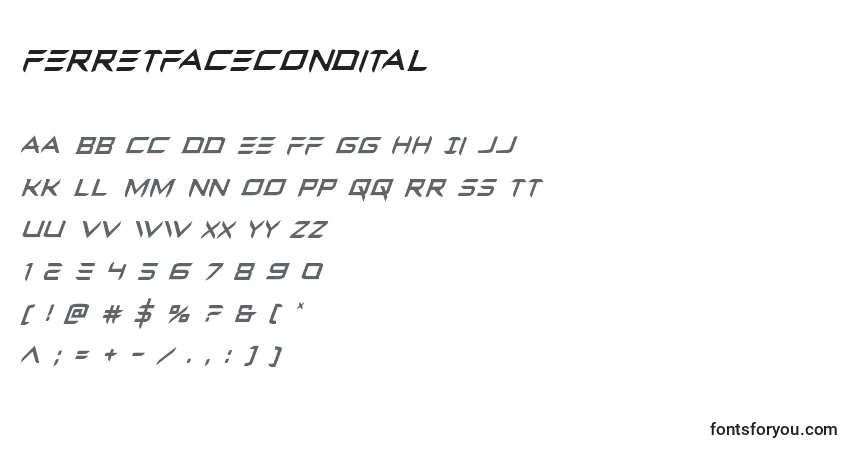 Schriftart Ferretfacecondital – Alphabet, Zahlen, spezielle Symbole