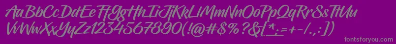 Hughs-Schriftart – Graue Schriften auf violettem Hintergrund