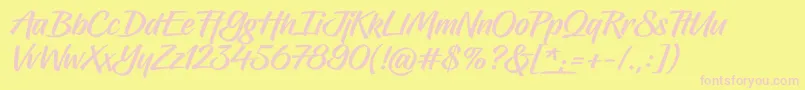 Hughs Font – Pink Fonts on Yellow Background