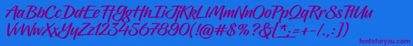 Hughs Font – Purple Fonts on Blue Background