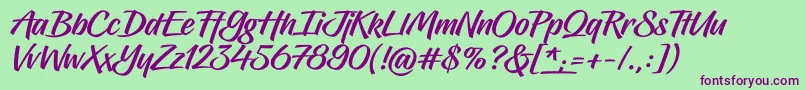 Hughs Font – Purple Fonts on Green Background