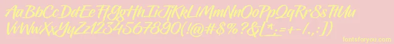 Hughs Font – Yellow Fonts on Pink Background