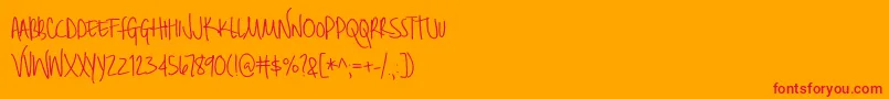 Brilliant-Schriftart – Rote Schriften auf orangefarbenem Hintergrund