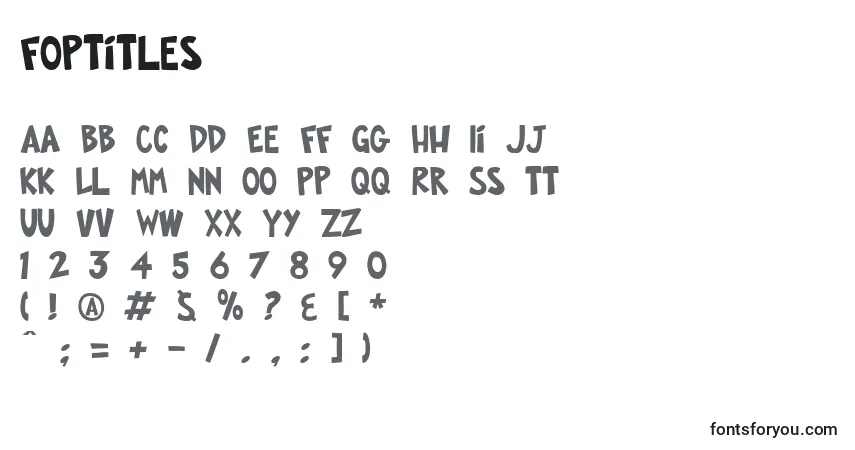 A fonte Foptitles – alfabeto, números, caracteres especiais