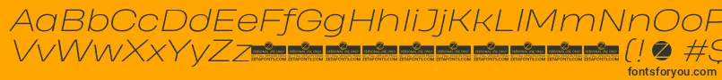Шрифт HeadingProWideExtralightItalicTrial – чёрные шрифты на оранжевом фоне