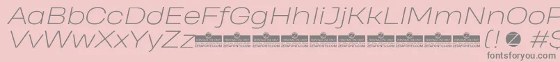 HeadingProWideExtralightItalicTrial-Schriftart – Graue Schriften auf rosa Hintergrund