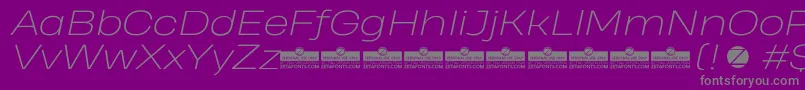 More about HeadingProWideExtralightItalicTrial Font HeadingProWideExtralightItalicTrial Font – Gray Fonts on Purple Background