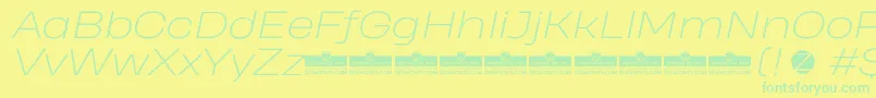 HeadingProWideExtralightItalicTrial Font – Green Fonts on Yellow Background
