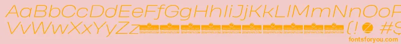 HeadingProWideExtralightItalicTrial-Schriftart – Orangefarbene Schriften auf rosa Hintergrund
