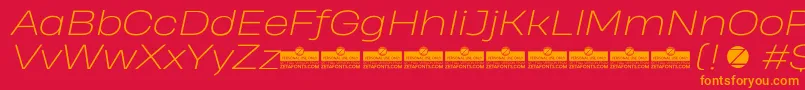 HeadingProWideExtralightItalicTrial Font – Orange Fonts on Red Background