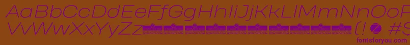 HeadingProWideExtralightItalicTrial Font – Purple Fonts on Brown Background