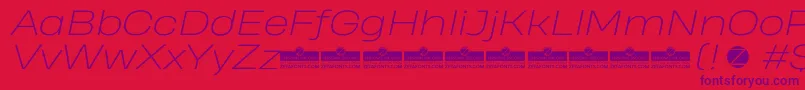 フォントHeadingProWideExtralightItalicTrial – 赤い背景に紫のフォント