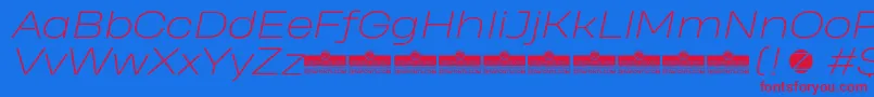 フォントHeadingProWideExtralightItalicTrial – 赤い文字の青い背景