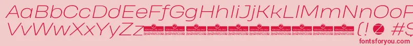 HeadingProWideExtralightItalicTrial Font – Red Fonts on Pink Background