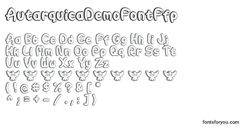 Czcionka AutarquicaDemoFontFfp – alfabet, cyfry, specjalne znaki