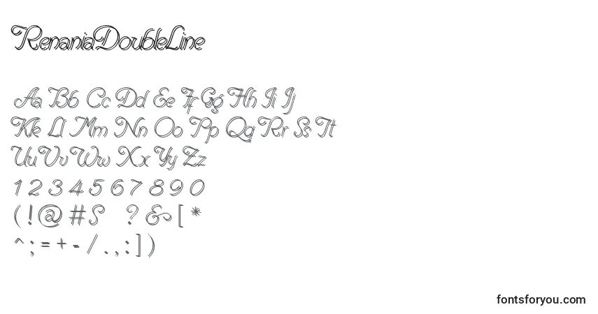 Czcionka RenaniaDoubleLine – alfabet, cyfry, specjalne znaki