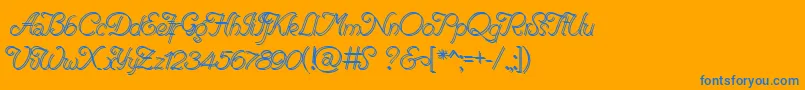 RenaniaDoubleLine Font – Blue Fonts on Orange Background