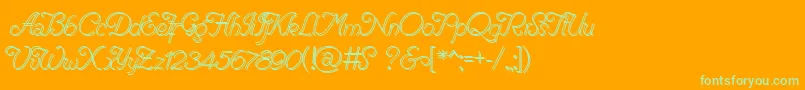 RenaniaDoubleLine Font – Green Fonts on Orange Background