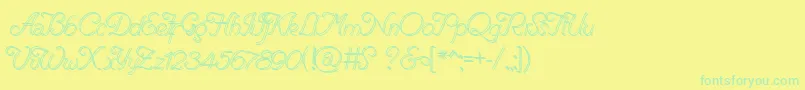 RenaniaDoubleLine Font – Green Fonts on Yellow Background