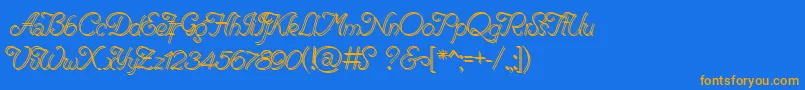 RenaniaDoubleLine Font – Orange Fonts on Blue Background
