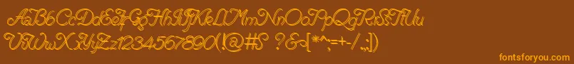 RenaniaDoubleLine Font – Orange Fonts on Brown Background