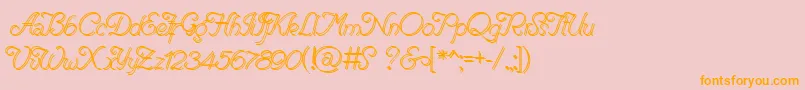 RenaniaDoubleLine Font – Orange Fonts on Pink Background