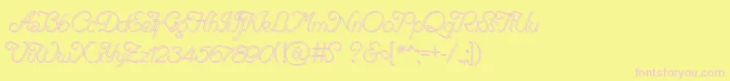RenaniaDoubleLine-fontti – vaaleanpunaiset fontit keltaisella taustalla
