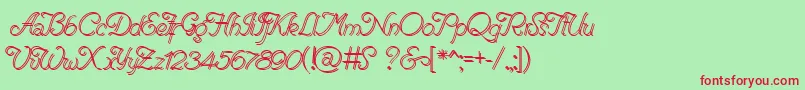 RenaniaDoubleLine Font – Red Fonts on Green Background