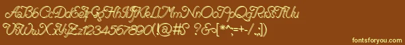 RenaniaDoubleLine-fontti – keltaiset fontit ruskealla taustalla
