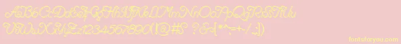 RenaniaDoubleLine Font – Yellow Fonts on Pink Background