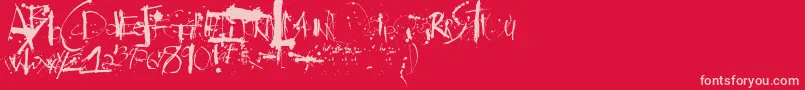 Steadmanesque-Schriftart – Rosa Schriften auf rotem Hintergrund