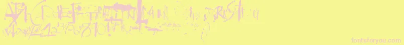 Steadmanesque-Schriftart – Rosa Schriften auf gelbem Hintergrund