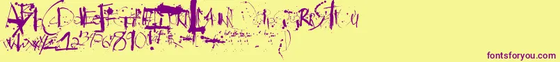 Steadmanesque-Schriftart – Violette Schriften auf gelbem Hintergrund