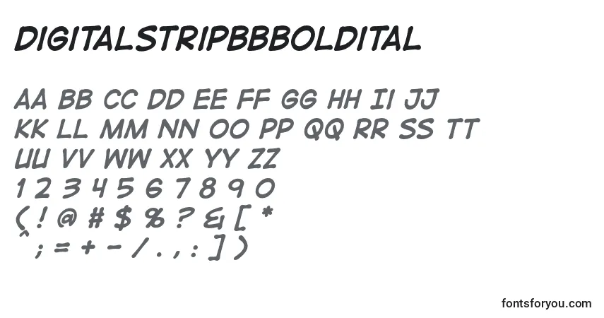 Schriftart DigitalstripbbBoldital (81458) – Alphabet, Zahlen, spezielle Symbole