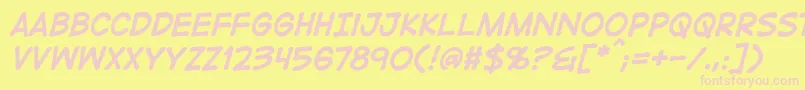 DigitalstripbbBoldital Font – Pink Fonts on Yellow Background