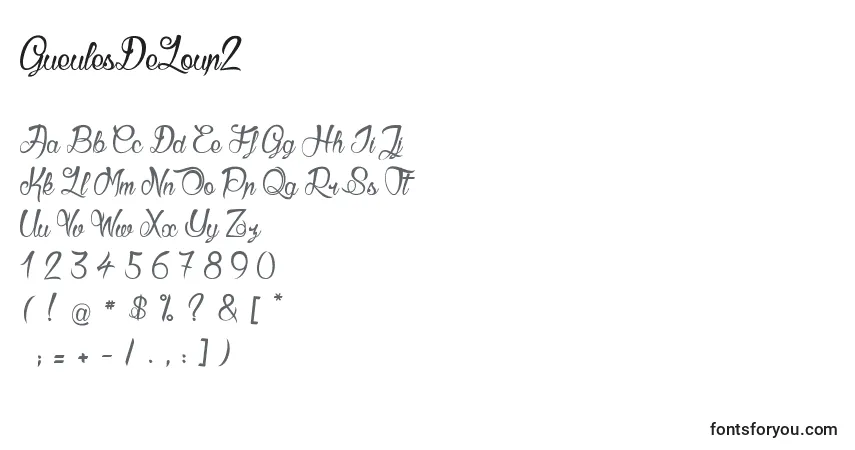 Schriftart GueulesDeLoup2 – Alphabet, Zahlen, spezielle Symbole
