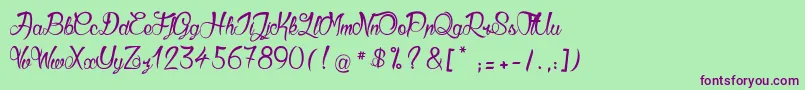 GueulesDeLoup2 Font – Purple Fonts on Green Background