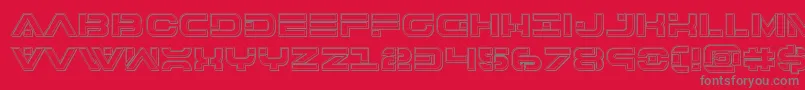 Fonte 7thserviceengrave – fontes cinzas em um fundo vermelho