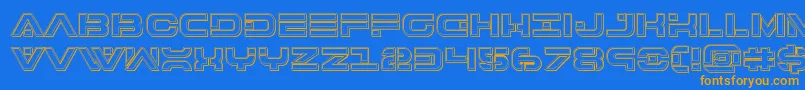 7thserviceengrave-Schriftart – Orangefarbene Schriften auf blauem Hintergrund