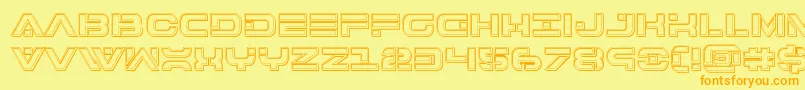 7thserviceengrave-Schriftart – Orangefarbene Schriften auf gelbem Hintergrund