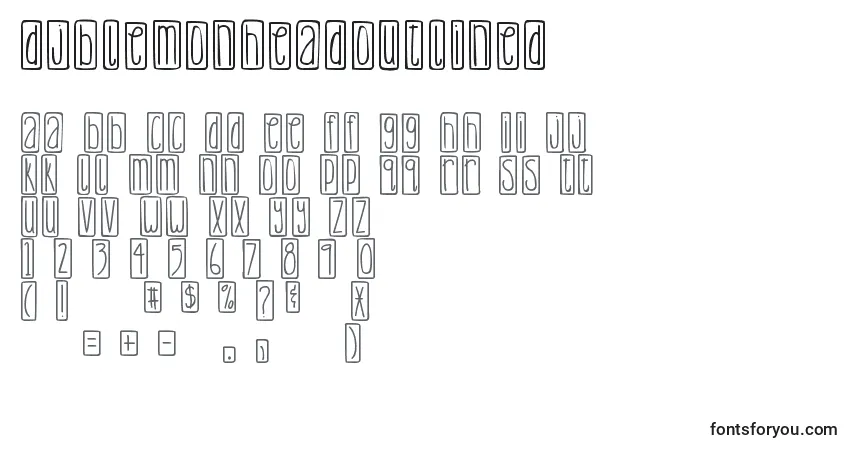 Schriftart DjbLemonHeadOutlined – Alphabet, Zahlen, spezielle Symbole