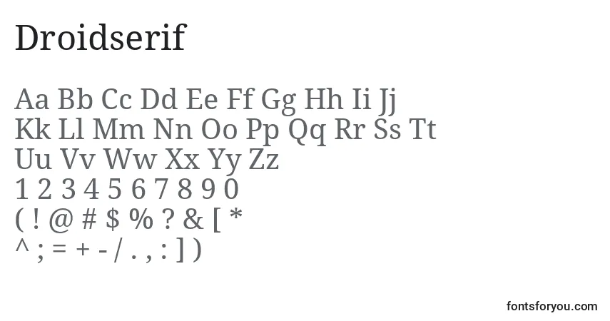 A fonte Droidserif – alfabeto, números, caracteres especiais