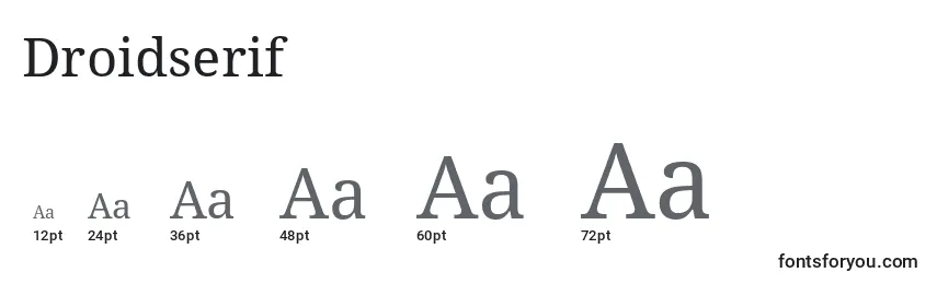 Размеры шрифта Droidserif