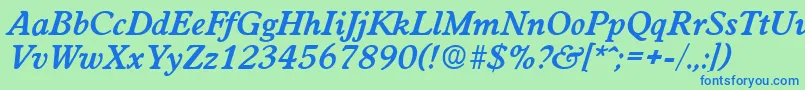 フォントWorchesterDemiboldita – 青い文字は緑の背景です。