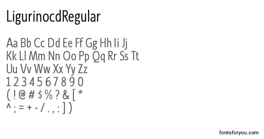 A fonte LigurinocdRegular – alfabeto, números, caracteres especiais