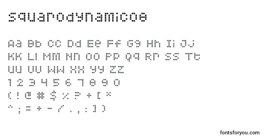 Squarodynamic08-fontti – aakkoset, numerot, erikoismerkit