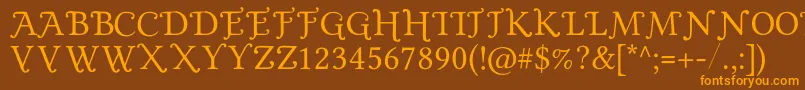 Goldplated-Schriftart – Orangefarbene Schriften auf braunem Hintergrund