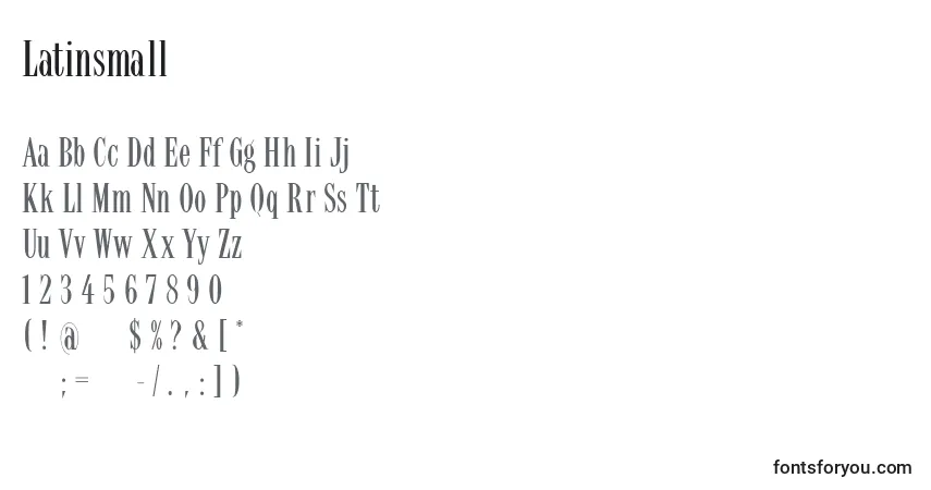 Czcionka Latinsmall – alfabet, cyfry, specjalne znaki