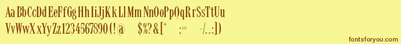 Latinsmall-fontti – ruskeat fontit keltaisella taustalla